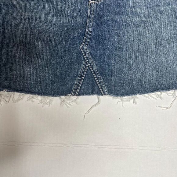 Paige Alethea Vale Denim Mini Skirt Blue Raw Hem Size 27 - Picture 6 of 14